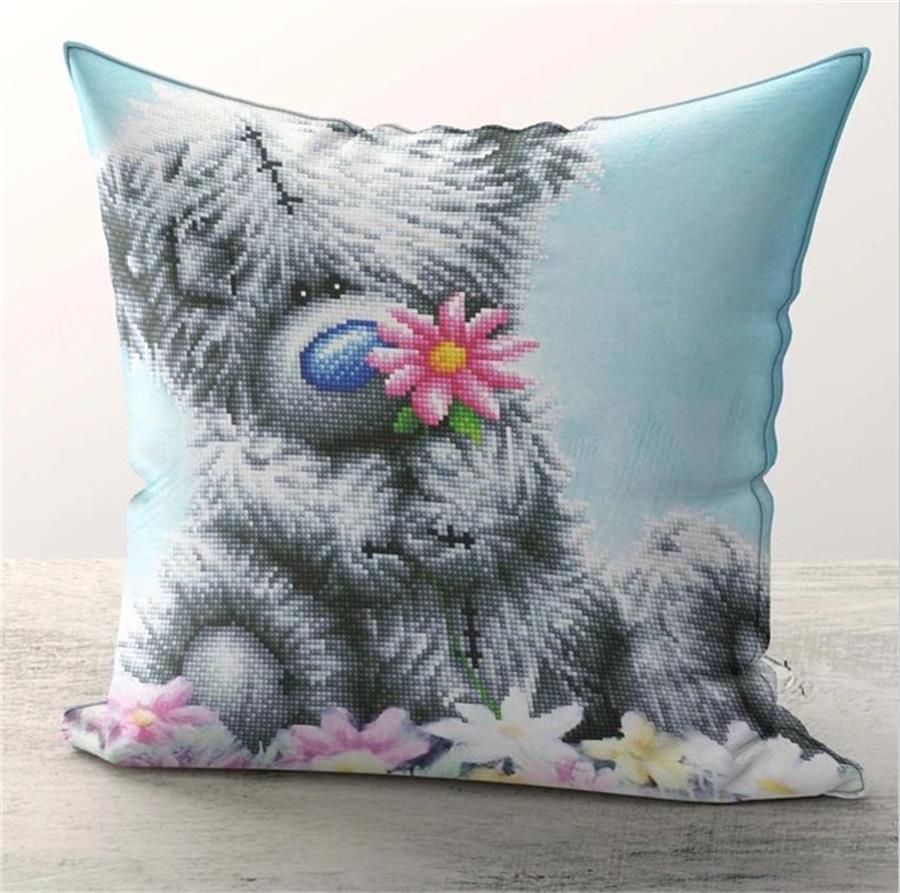 Cartoon Bear Flower Cushion Cover