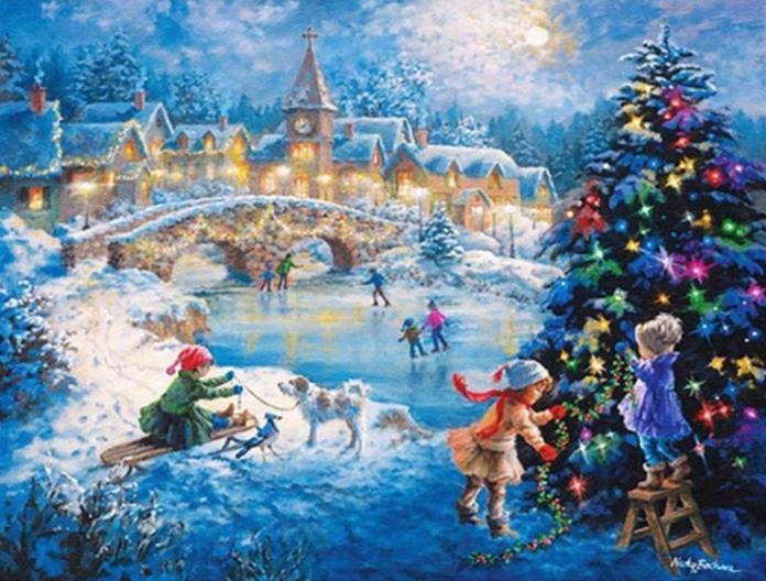 Christmas Playing Children AB Drill Diamond Painting