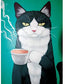 Cat and Coffee Cup AB Drill Diamond Painting