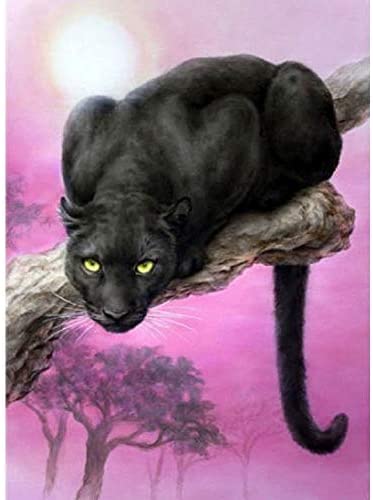 Black Leopard Diamond Painting with AB Drill