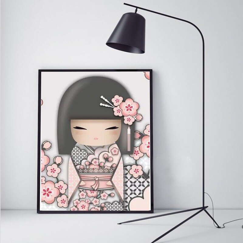 5D DIY Cartoon Girl Full Round With AB Drill Diamond Painting Kits Home Decor