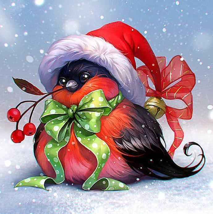 Christmas Fat Cardinal AB Drill Diamond Painting