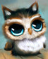 Blue-eyed Furry Owl AB Drill Diamond Painting