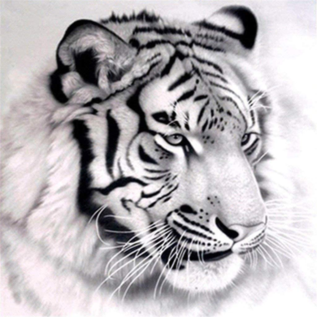 Black and White Tiger AB Drill Diamond Painting