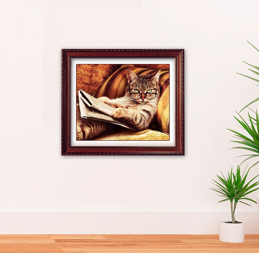 Cat Wearing Glasses AB Drill Diamond Painting