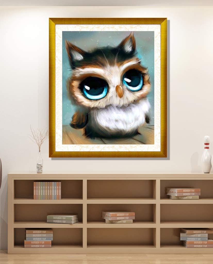 Blue-eyed Furry Owl AB Drill Diamond Painting