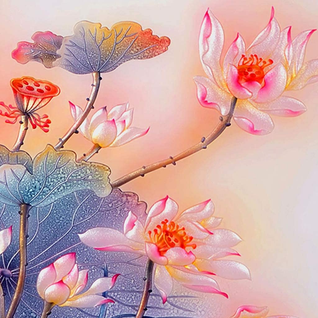 Chinese Style Lotus AB Drill Diamond Painting