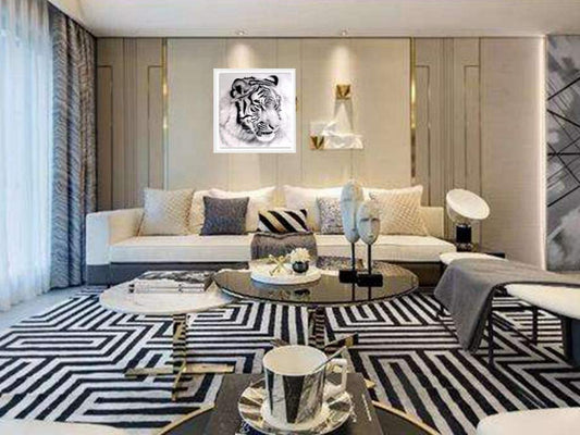 Black and White Tiger AB Drill Diamond Painting