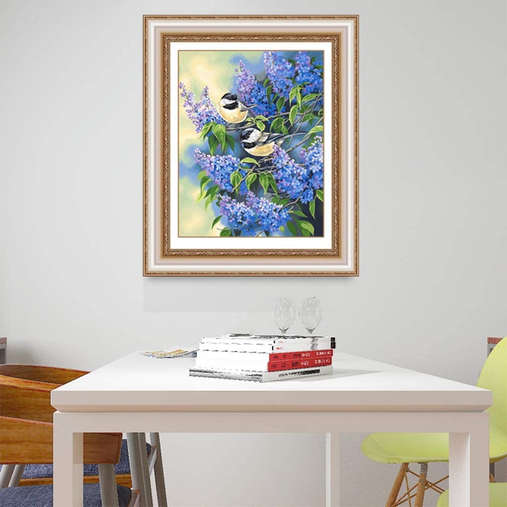 Blue Flower and Birds AB Drill Diamond Painting