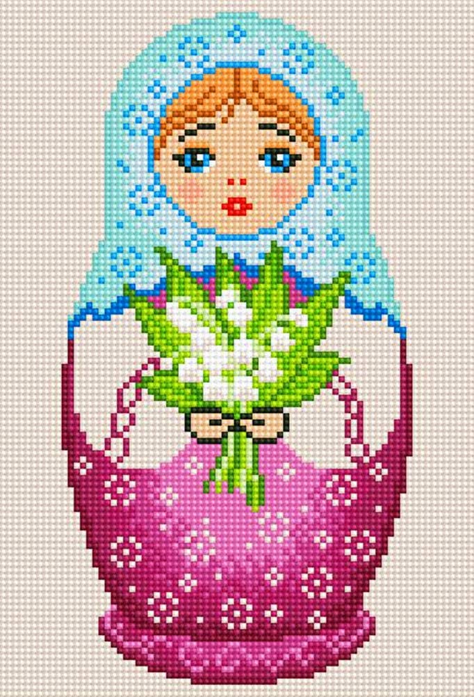 Blue Russian Doll Matryoshka AB Drill Diamond Painting