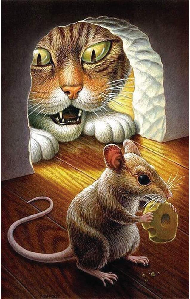 Cat and Mouse Holding Cheese AB Drill Diamond Painting