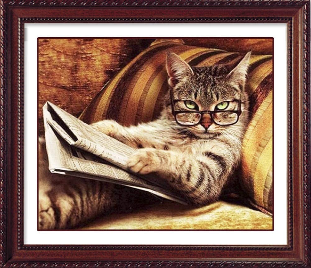 Cat Wearing Glasses AB Drill Diamond Painting