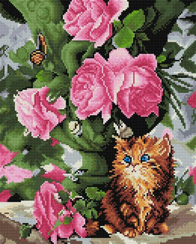 Cat & Flowers AB Drill Diamond Painting