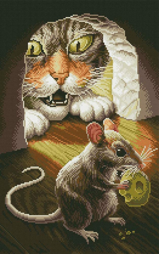 Cat and Mouse Holding Cheese AB Drill Diamond Painting