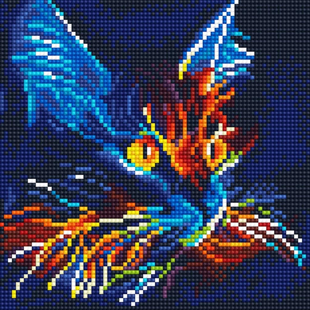 Blue Luminous Cat with AB Drill Diamond Painting