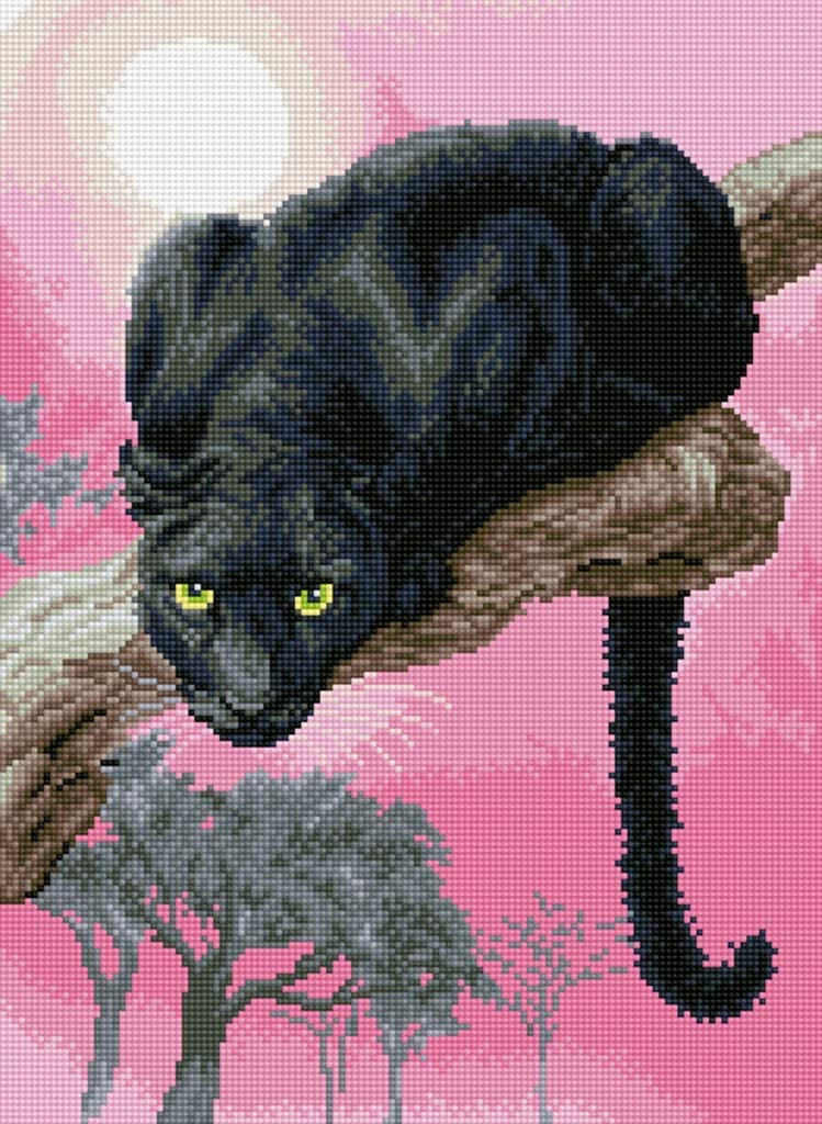 Black Leopard Diamond Painting with AB Drill