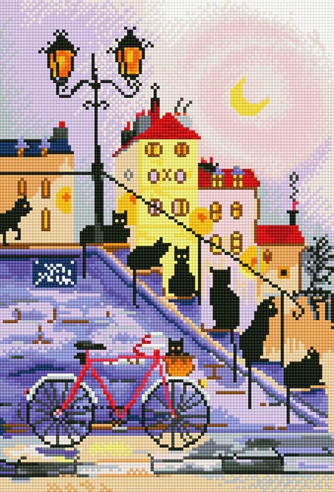 Cat and Bicycle AB Drill Diamond Painting