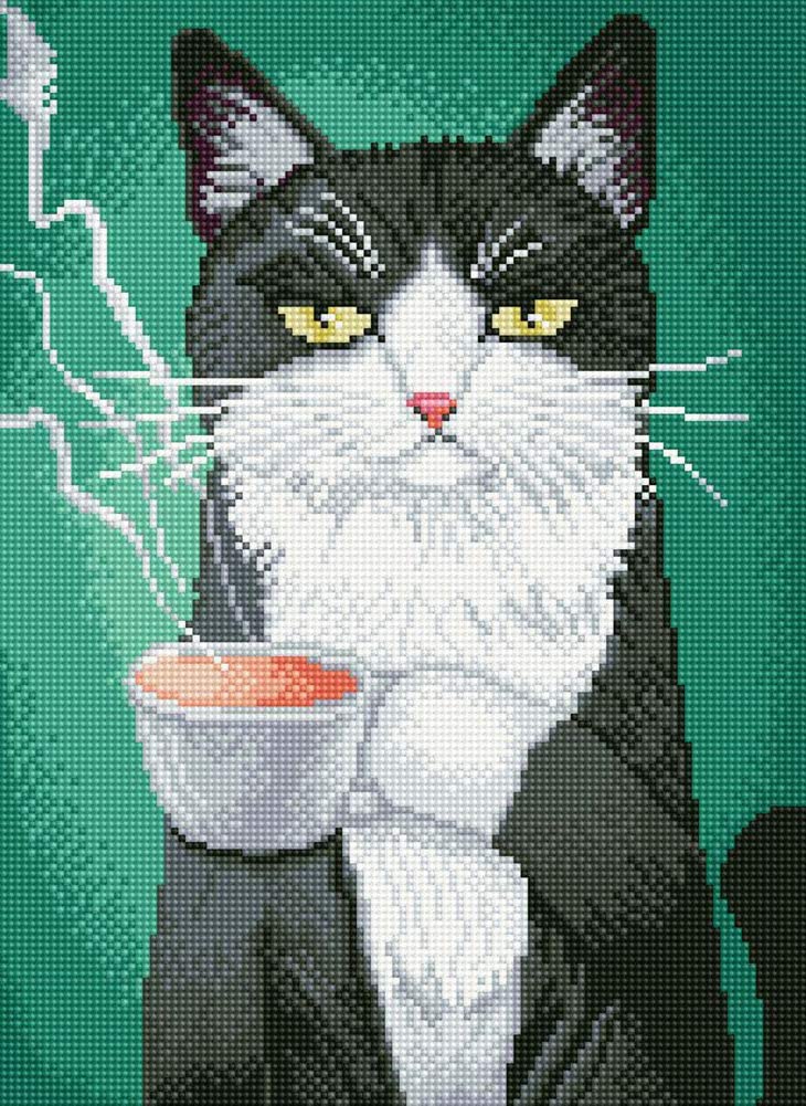 Cat and Coffee Cup AB Drill Diamond Painting