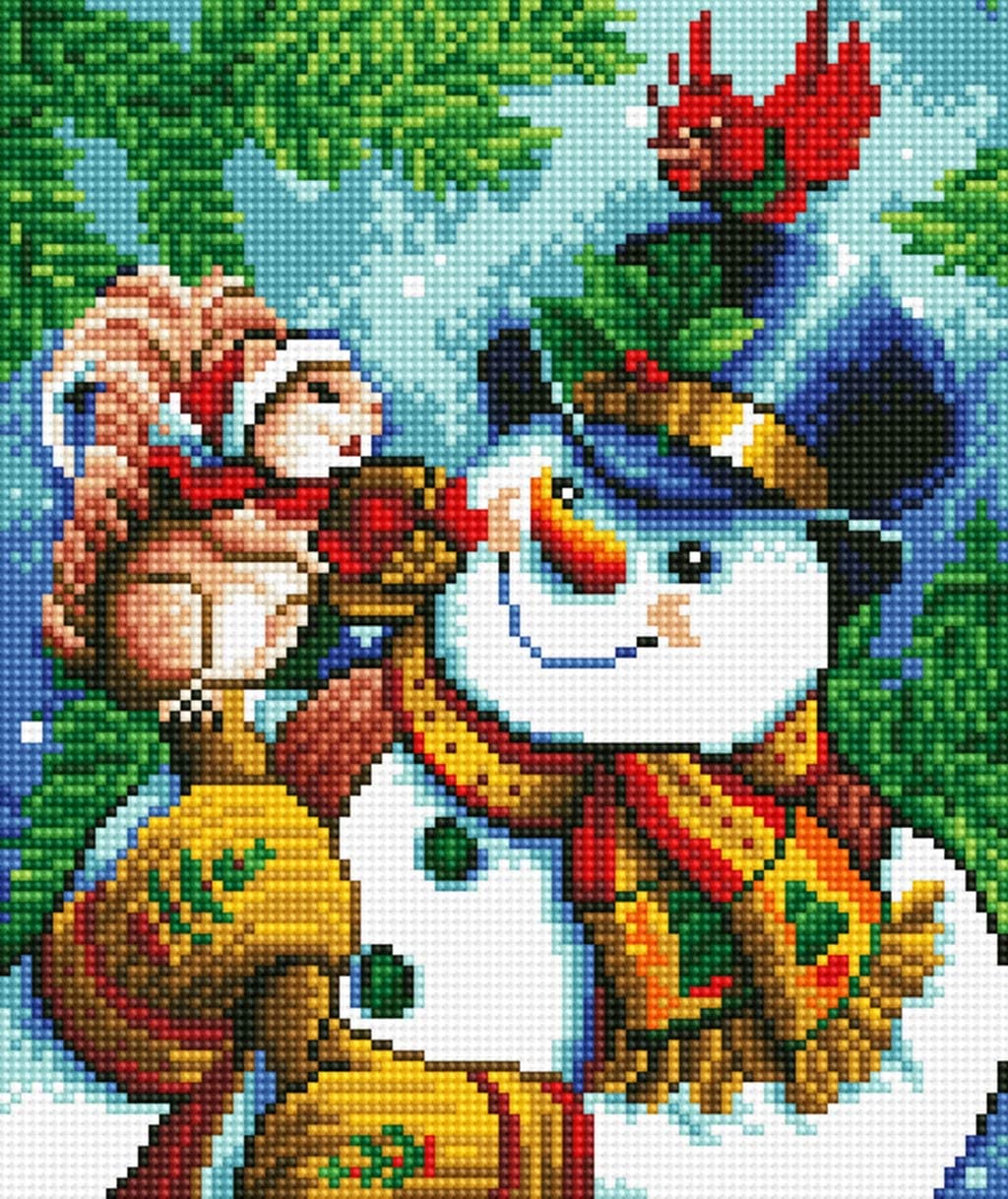 Christmas  Squirrel and Snowman Diamond Painting AB Drill