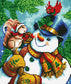 Christmas  Squirrel and Snowman Diamond Painting AB Drill