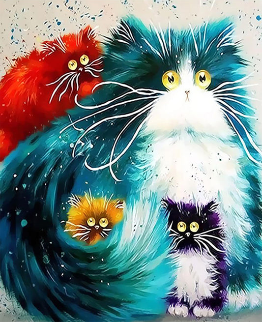 Cat Family AB Drill Diamond Painting