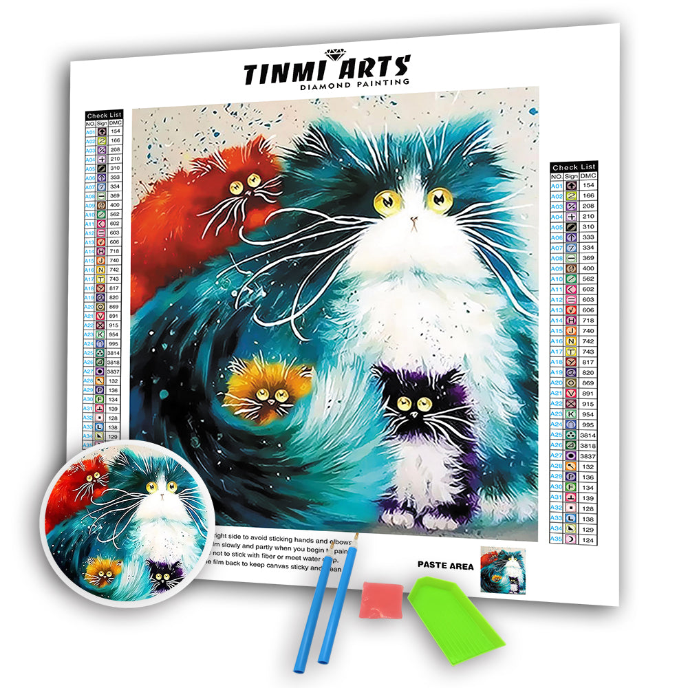 Cat Family AB Drill Diamond Painting