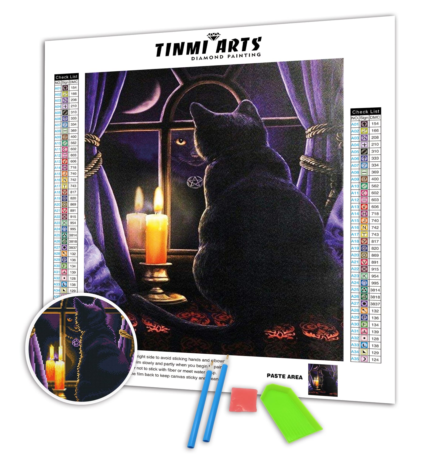 Black Cat and Candle Diamond Painting with AB Drill