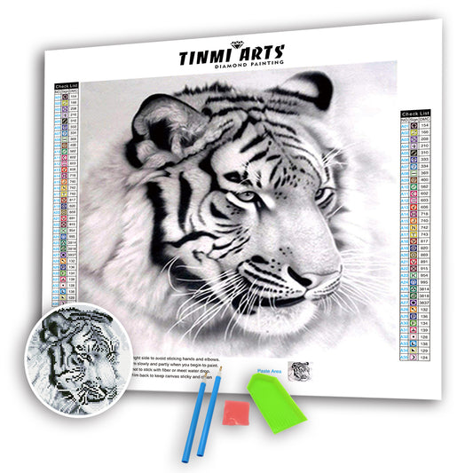 Black and White Tiger AB Drill Diamond Painting