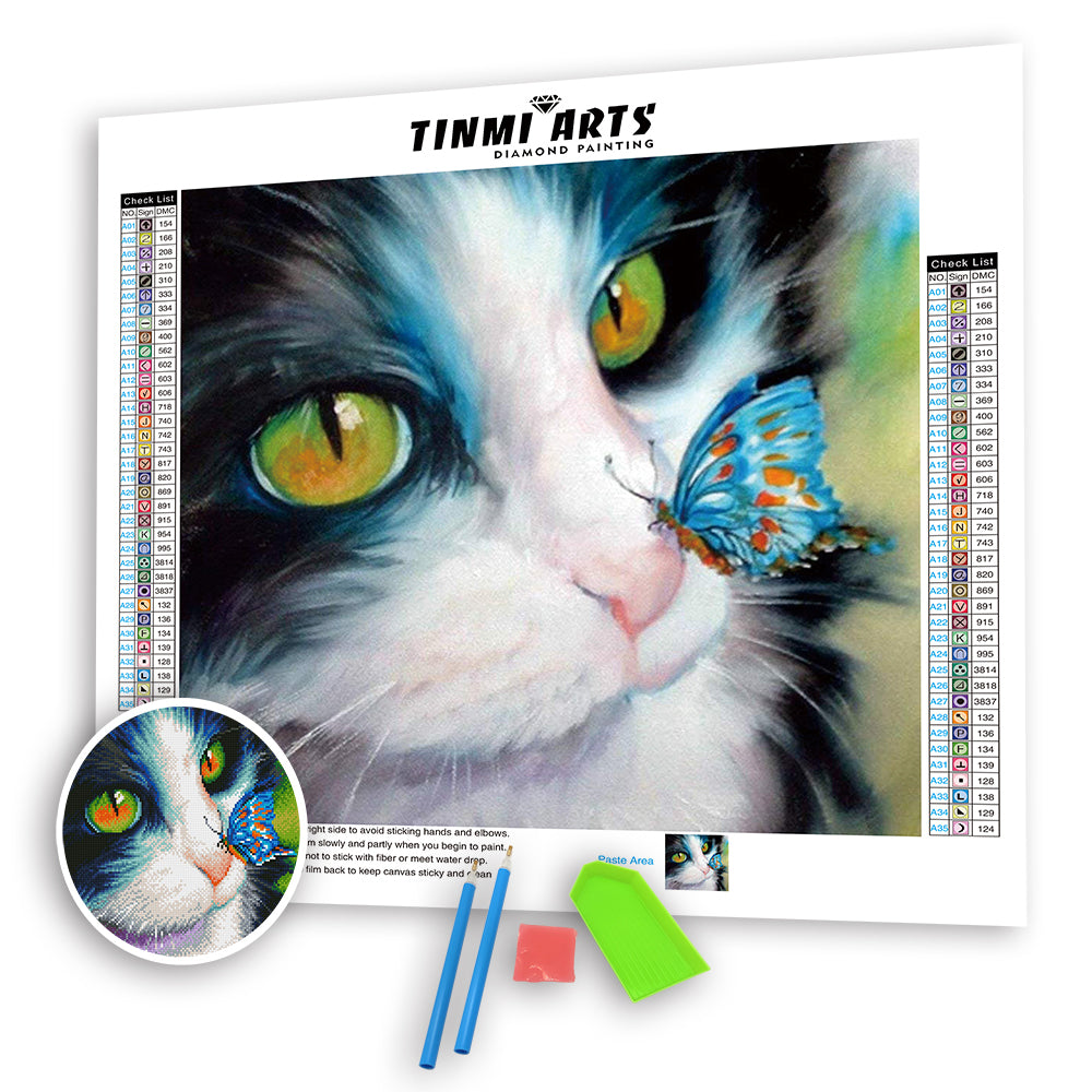 Cat with Butterfly AB Drill Diamond Painting